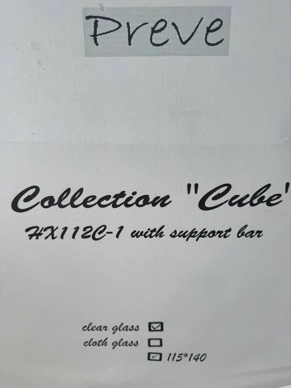 Стеклянная перегородка для ванной Preve Collection Cube