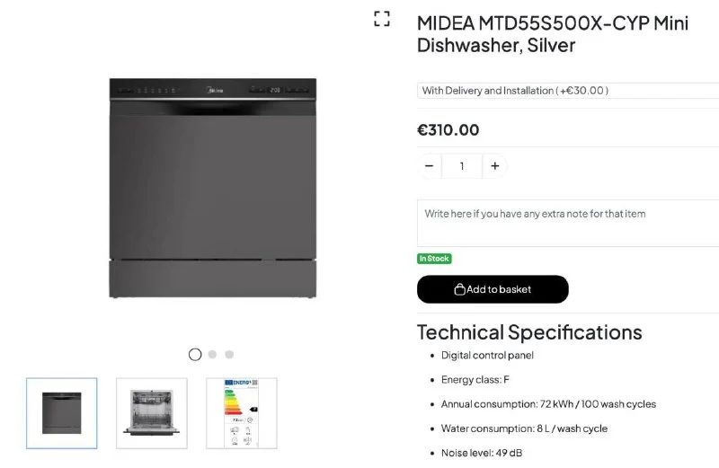 Компактная посудомойка Midea